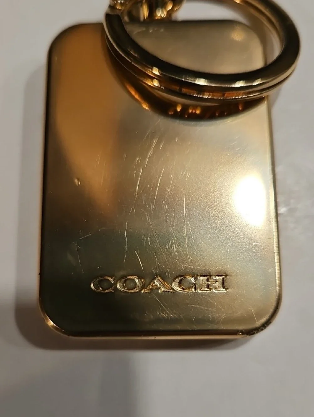 Coach Gold & Cream Horse And Carriage Logo Keyring / Bag Charm